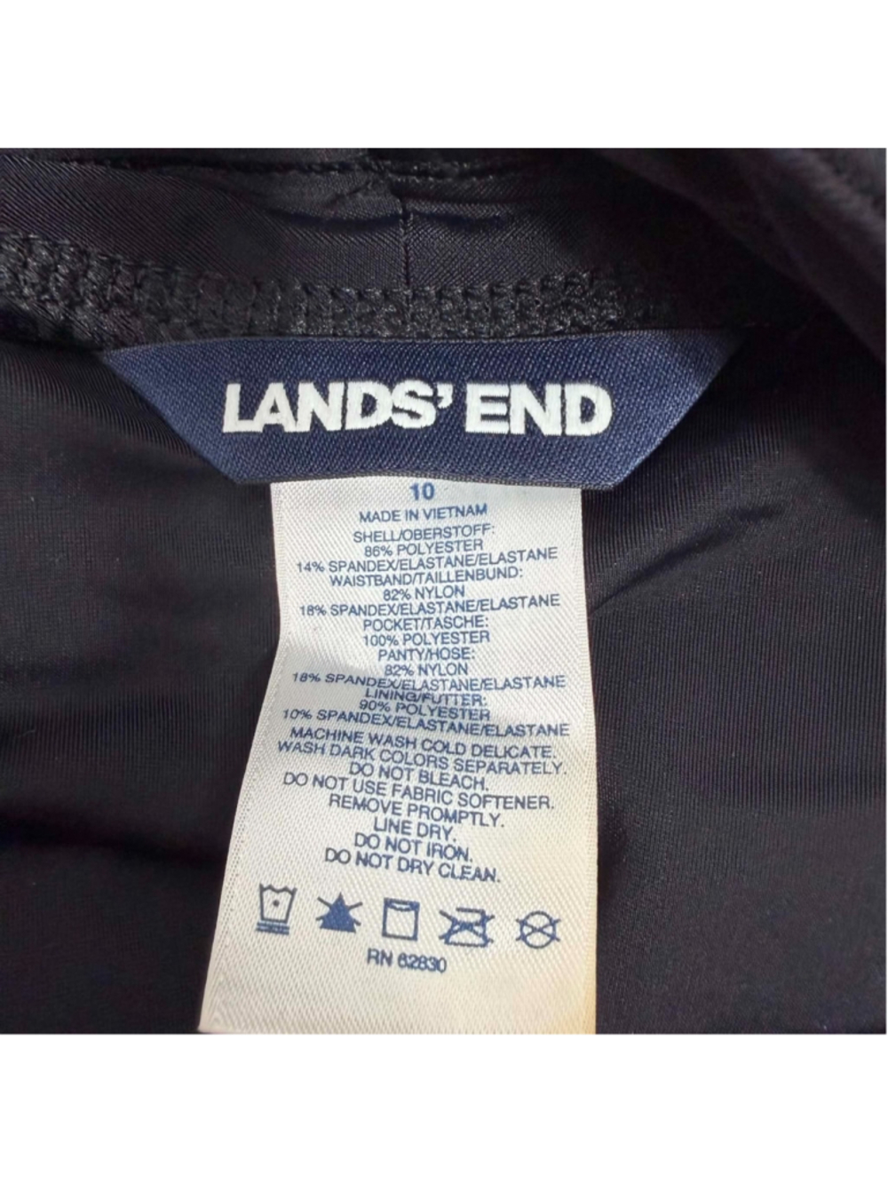 Lands' End Board Shorts Black Floral Boho Swim Beach Athletic Women's Size 10 - Picture 6 of 6